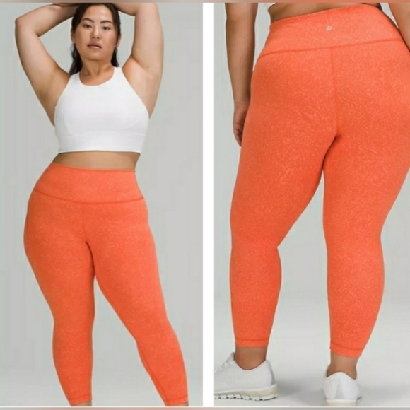 Lululemon Wunder Train High-Rise Tight 25" Crunch Warm Coral Size 20 - Picture 1 of 11